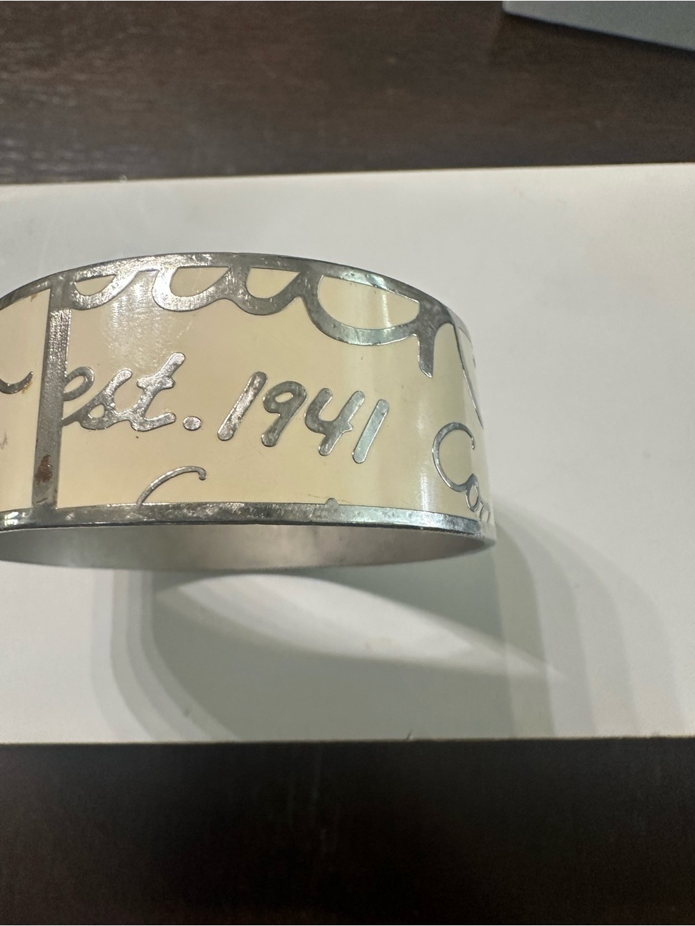 Coach Est. 1941 Silver & Ivory Cuff Bracelet